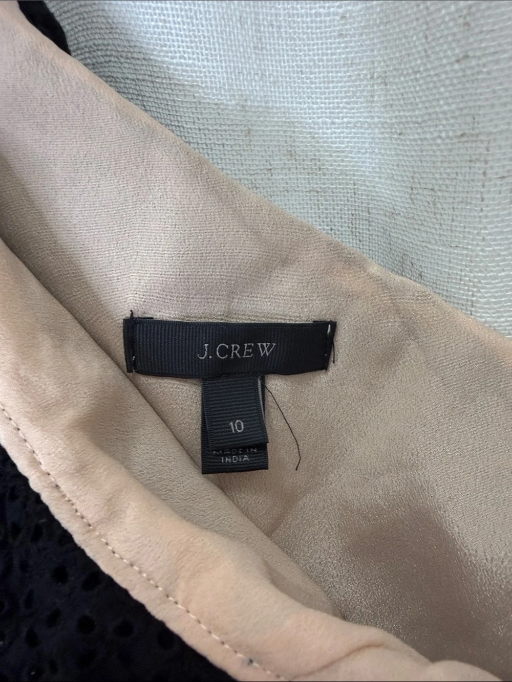 J. Crew Eyelet Black One-Shoulder Lace Overlay Top Size 10 Excellent Condition